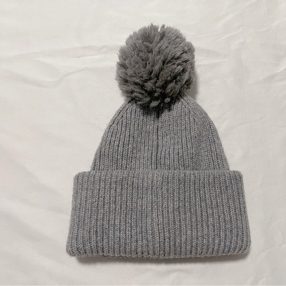 Rib Knit Wool Beanie with Pom Pom - Picture 5 of 8